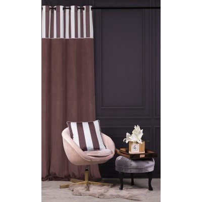 Zasłona welwetowa CHIC STRIPE 140x270 na przelotkach różowa